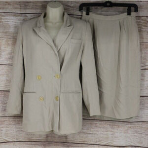 VINTAGE Atrium Collection Womens Size 4 Jacket Blazer & Lined Skirt Set Beige